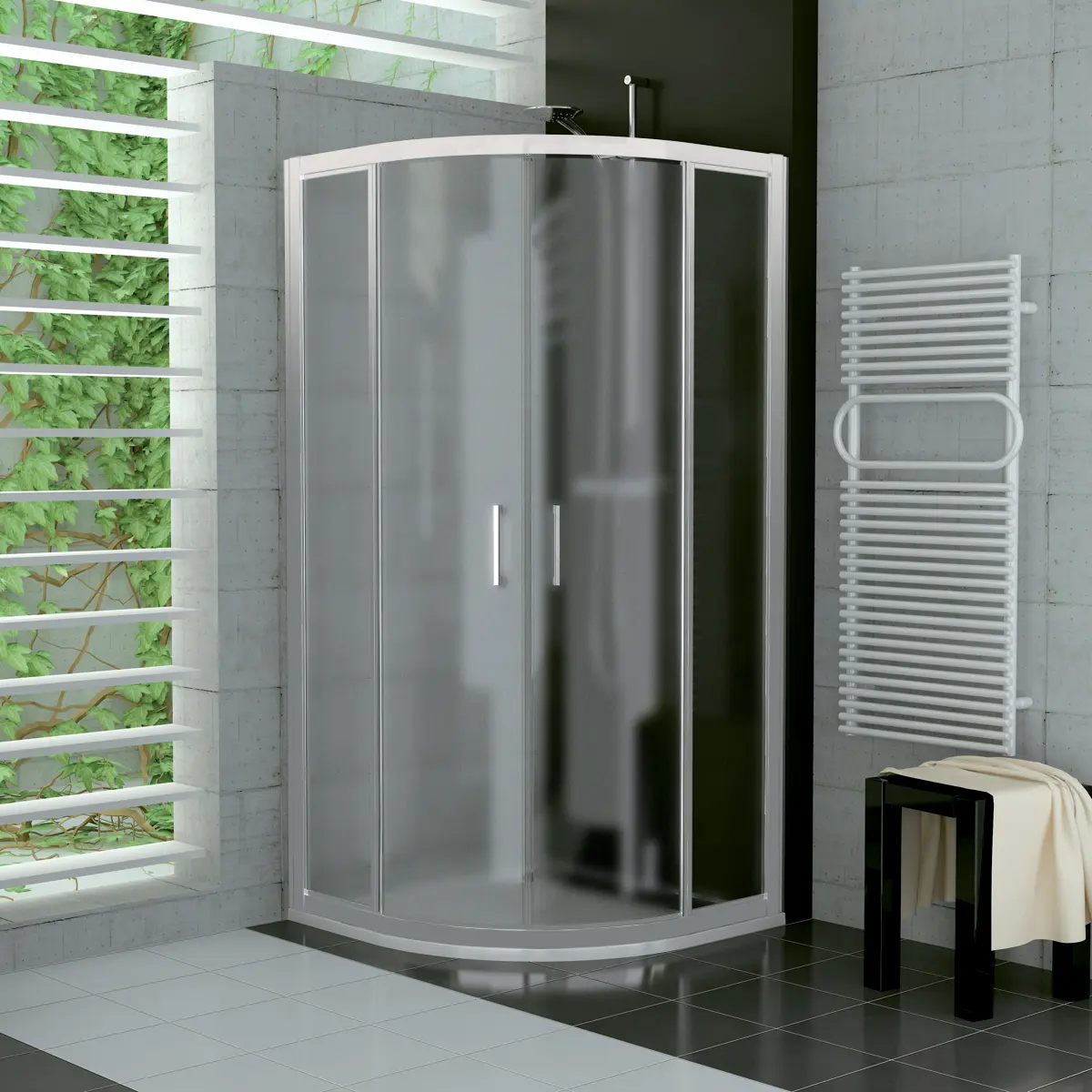 SanSwiss TER 50 090 01 22 Sprchový kout čtvrtkruhový 90×90 cm, matný elox/durlux