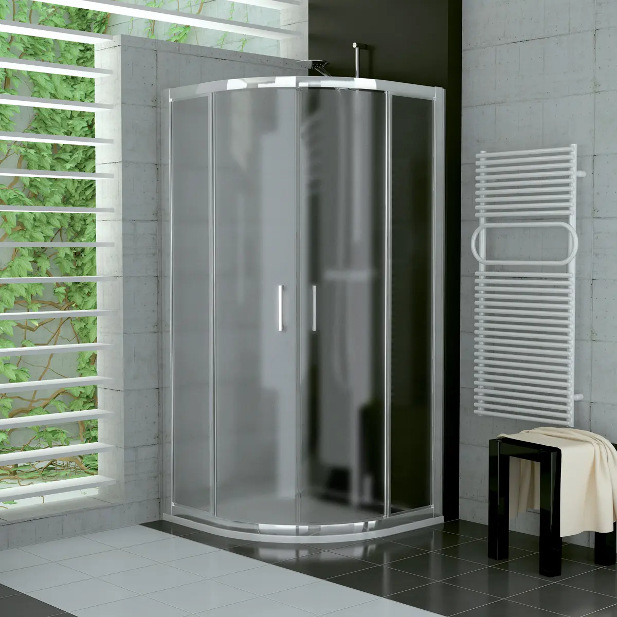 SanSwiss TER 50 080 50 22 Sprchový kout čtvrtkruhový 80×80 cm, aluchrom/durlux