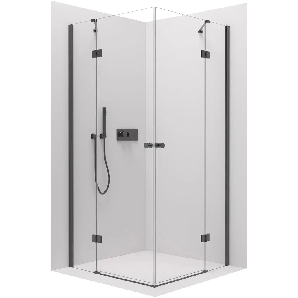 Sprchový kout Marino Duo L/P - 6 mm - černá matná, transparentní sklo - 110x110x190 cm - pantový