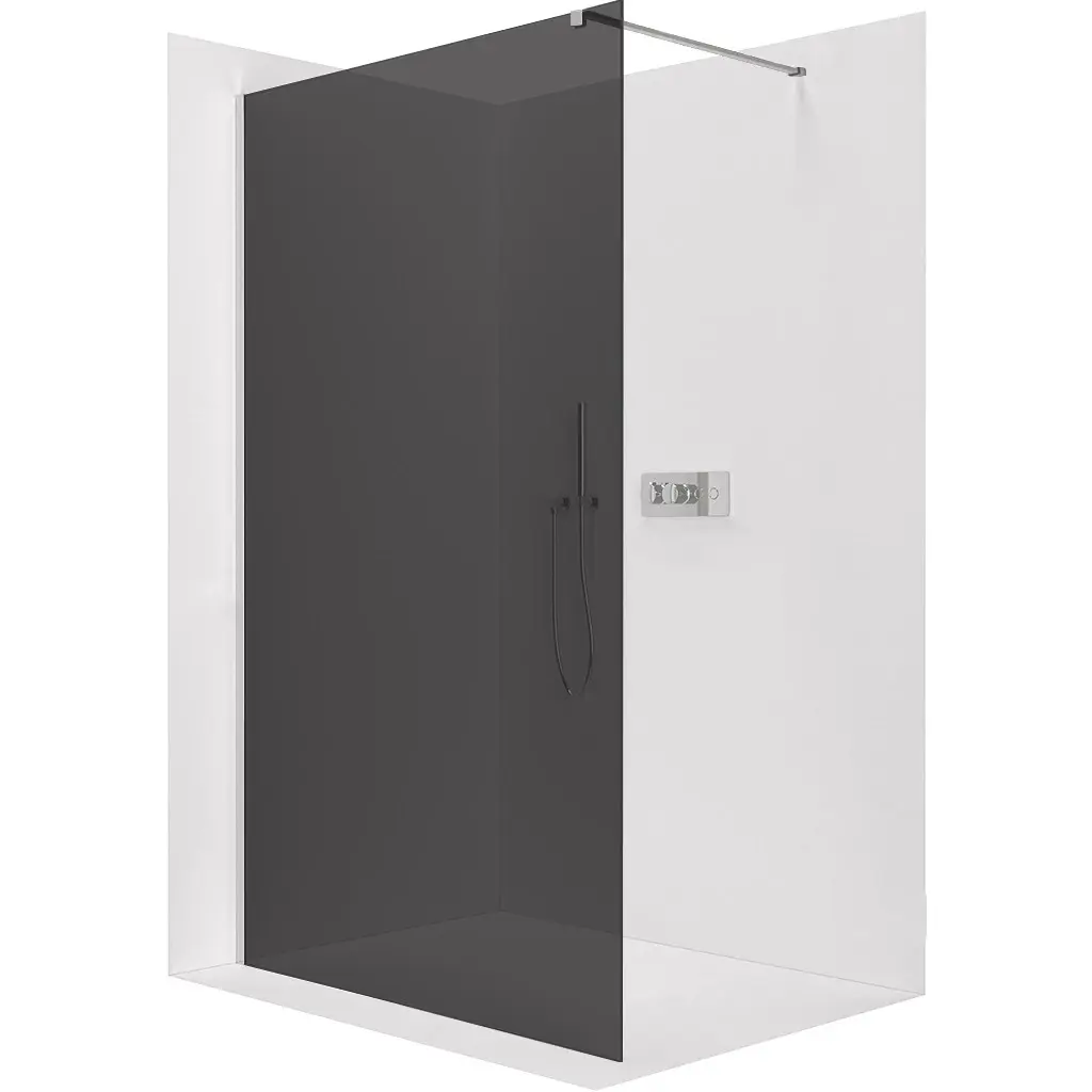 Sprchová zástěna Walk-in Onyx Cube L/P - 8 mm - hranatá vzpěra - chrom, grafitové sklo - 160x200 cm