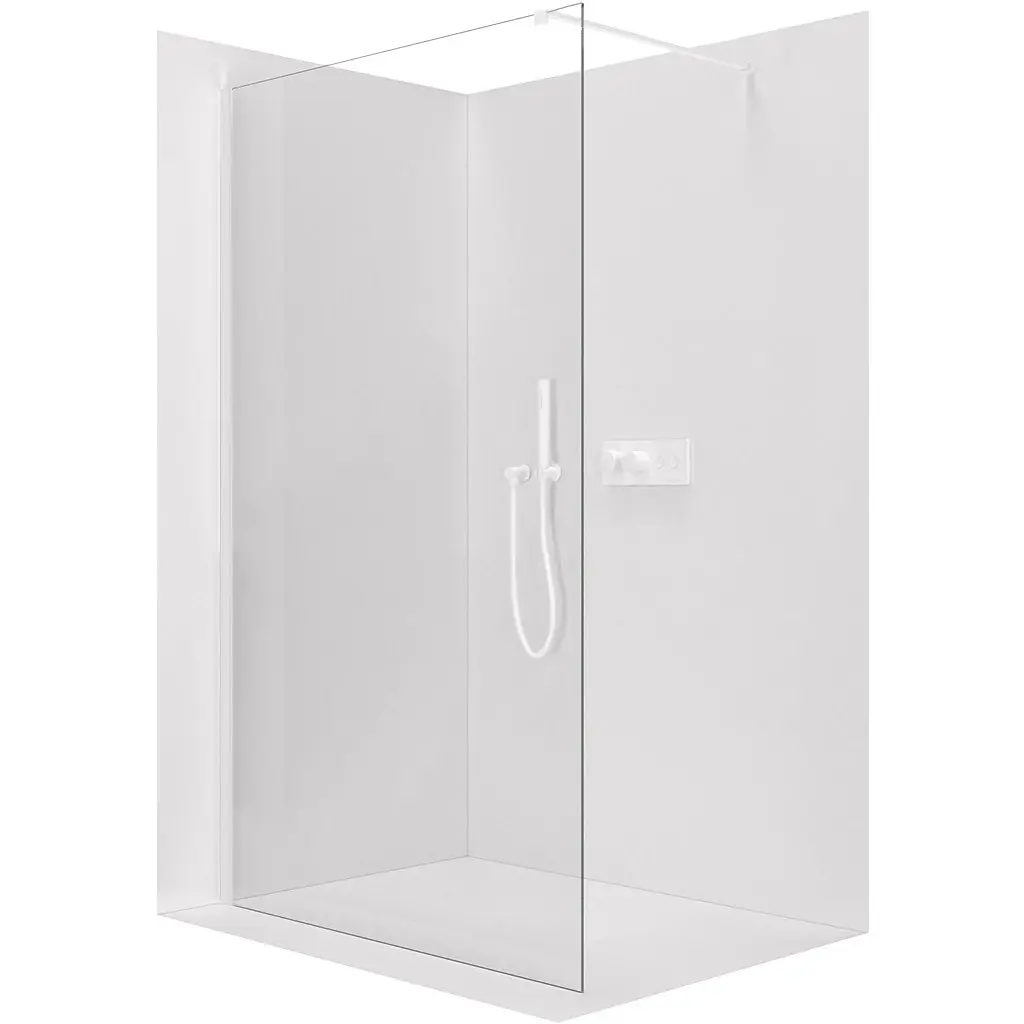 CERANO Sprchová zástěna Walk-in Onyx Cube L/P 8 mm hranatá vzpěra bílá matná, transparentní sklo 120x200  CER-8050BD460