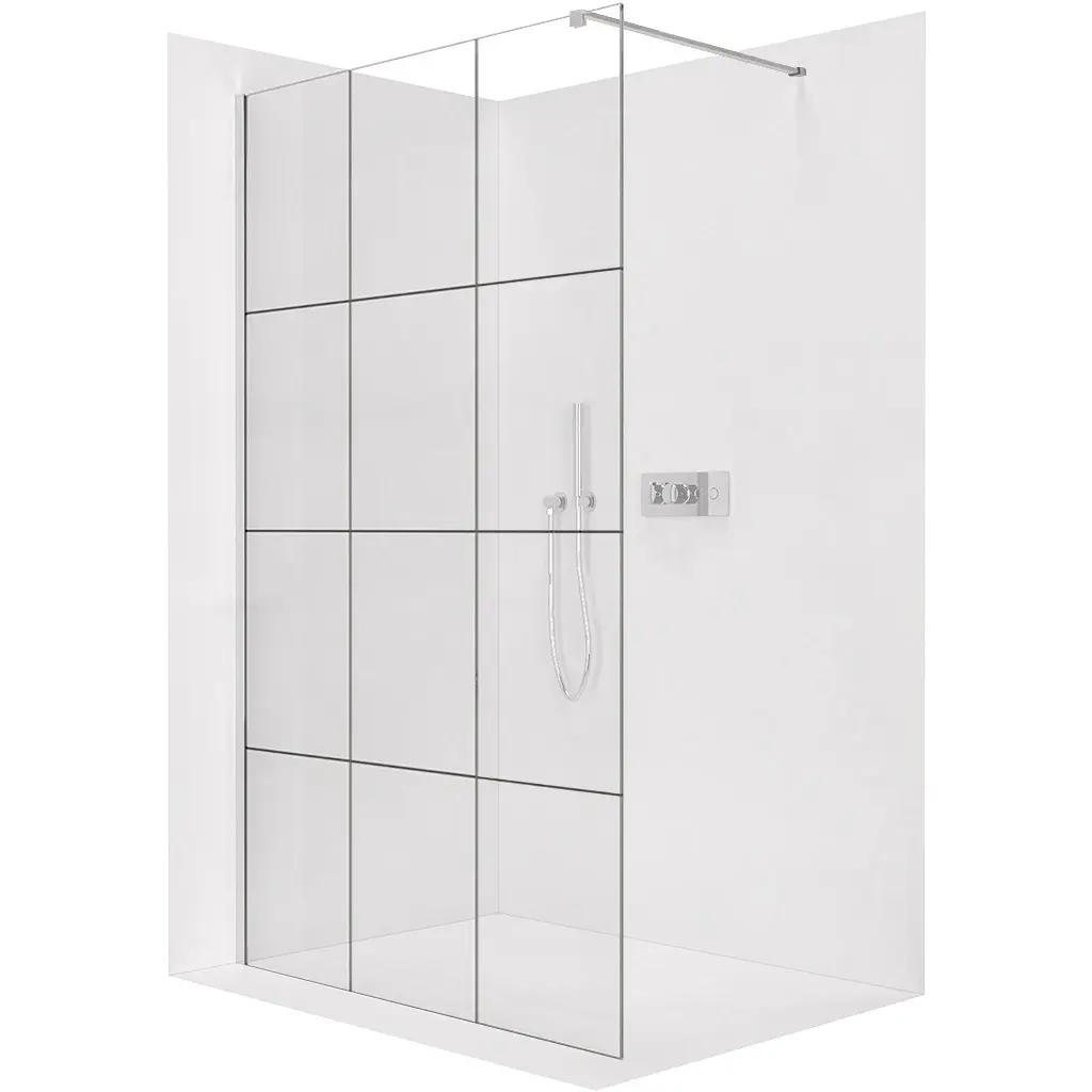 Sprchová zástěna Walk-in Onyx Cube L/P - 8 mm - hranatá vzpěra  - chrom, industriální sklo - 120x200 cm