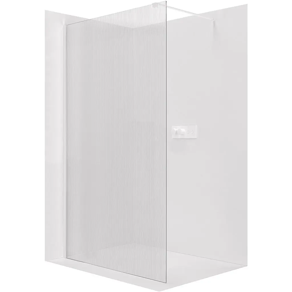 Sprchová zástěna Walk-in Onyx Cube L/P - 8 mm - hranatá vzpěra - bílá matná, rýhované sklo - 120x200 cm