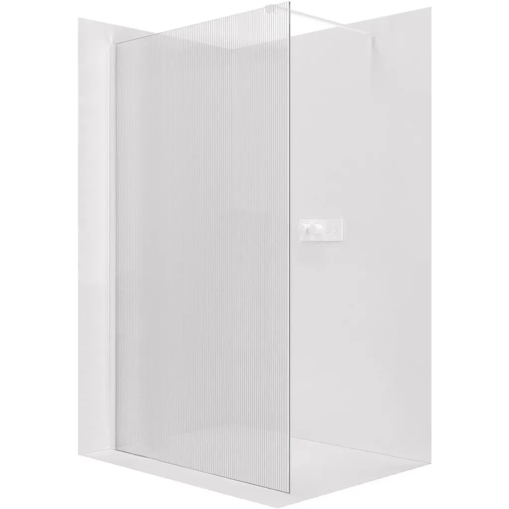 Sprchová zástěna Walk-in Onyx Cube L/P - 8 mm - hranatá vzpěra - bílá matná, rýhované sklo - 50x200 cm