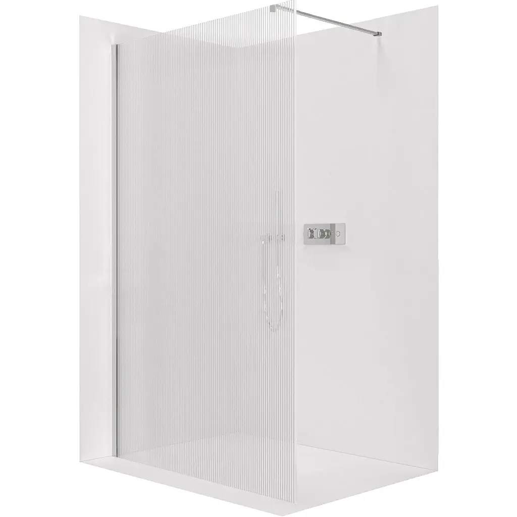 Sprchová zástěna Walk-in Onyx Cube L/P - 8 mm - hranatá vzpěra - chrom, rýhované sklo - 160x200 cm
