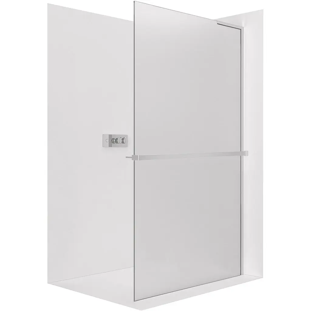 CERANO Sprchová zástěna Walk-in Onyx L-pravá vzpěra 8 mm + polička/držák na ručníky chrom, mléčné sklo 100x200  CER-8050BD1104