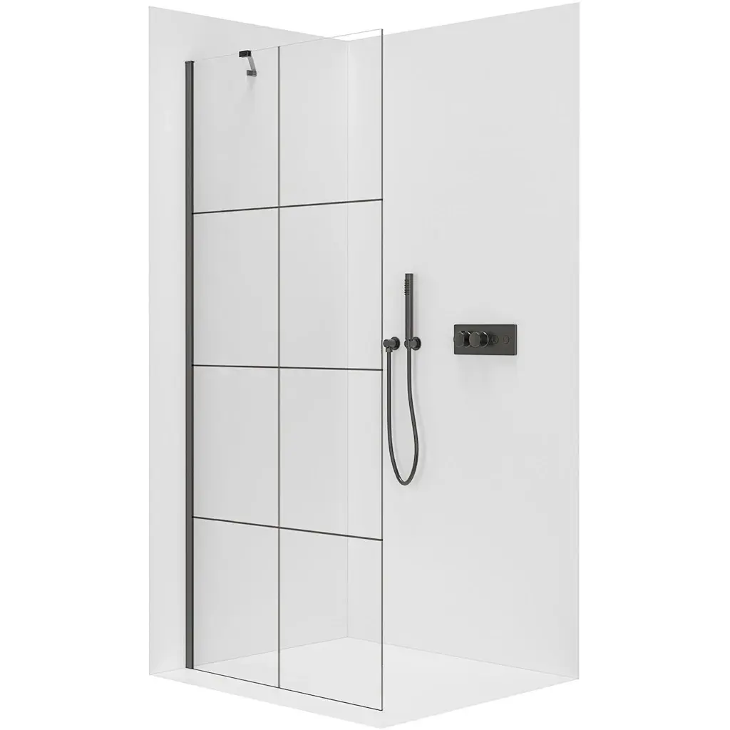 Sprchová zástěna Walk-in Onyx Y L/P - 8 mm - černá matná, industriální sklo - 120x200 cm