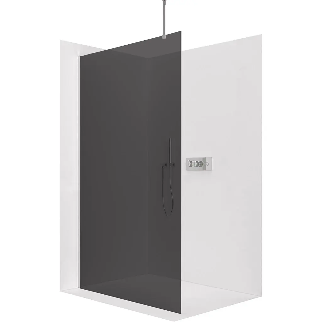 Sprchová zástěna Walk-in Onyx Top Round L/P - 8 mm - kulatá vzpěra - chrom, grafitové sklo- 60x200 cm