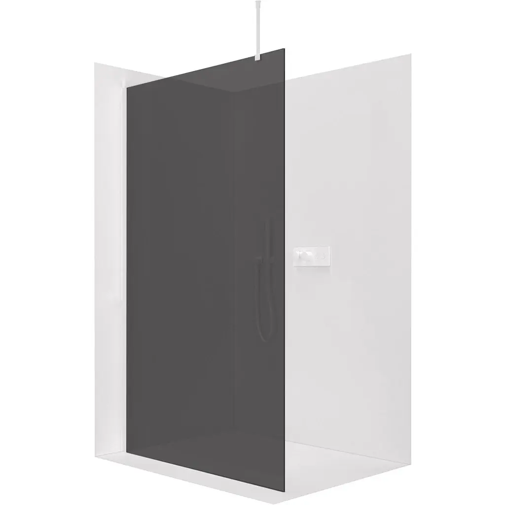 Sprchová zástěna Walk-in Onyx Top Round L/P - 8 mm - kulatá vzpěra - bílá matná, grafitové sklo - 150x200 cm