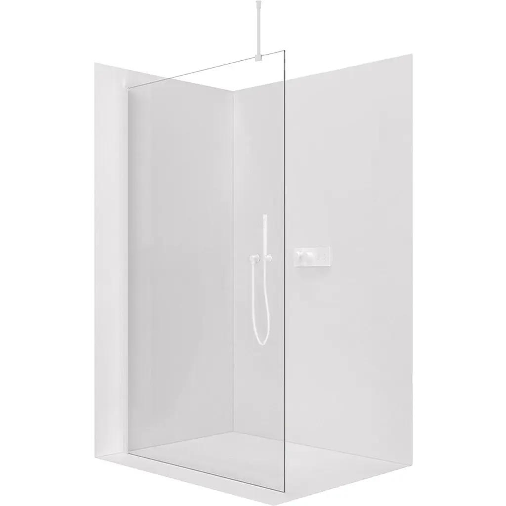 CERANO Sprchová zástěna Walk-in Onyx Top Round L/P 8 mm kulatá vzpěra bílá matná, transparentní sklo 140x200  CER-8050BD1466