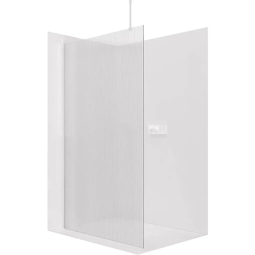 Sprchová zástěna Walk-in Onyx Top Round L/P - 8 mm - kulatá vzpěra - bílá matná, rýhované sklo - 120x200 cm