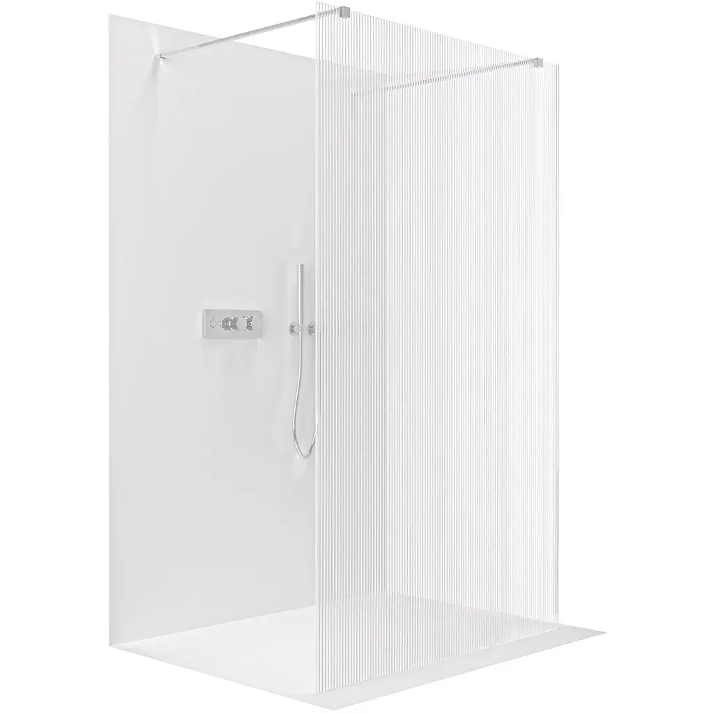 Sprchová zástěna Walk-in Onyx Duo L/P - 8 mm - hranatá vzpěra - chrom, rýhované sklo - 110x200 cm