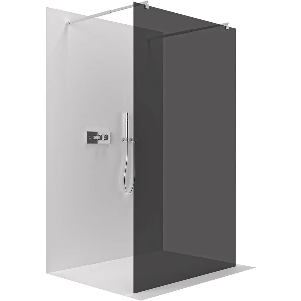 Sprchová zástěna Walk-in Onyx Duo L/P - 8 mm - kulatá vzpěra - chrom, grafitové sklo - 70x200 cm