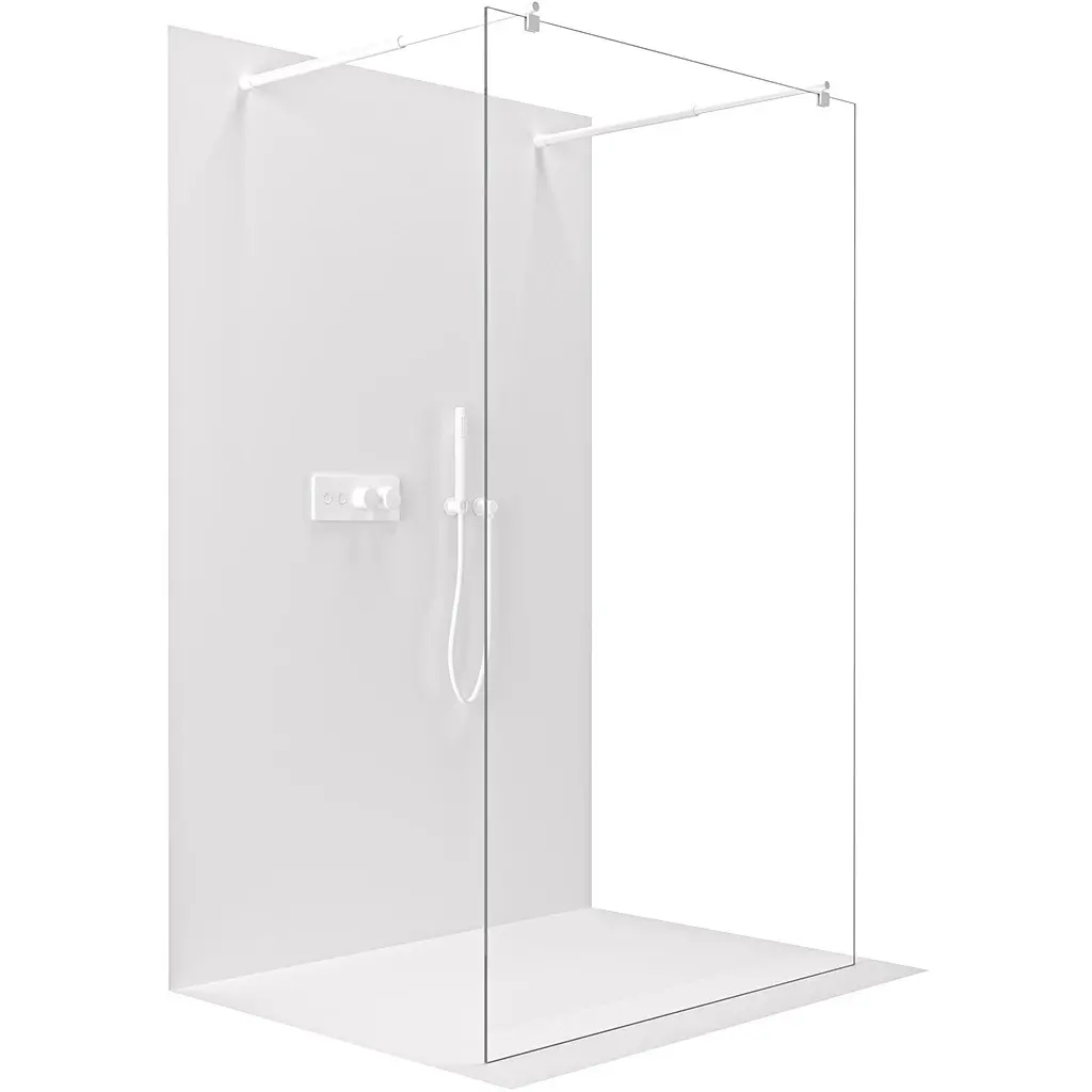 CERANO Sprchová zástěna Walk-in Onyx Duo L/P 8 mm kulatá vzpěra bílá matná, transparentní sklo 100x200  CER-8050BD2142