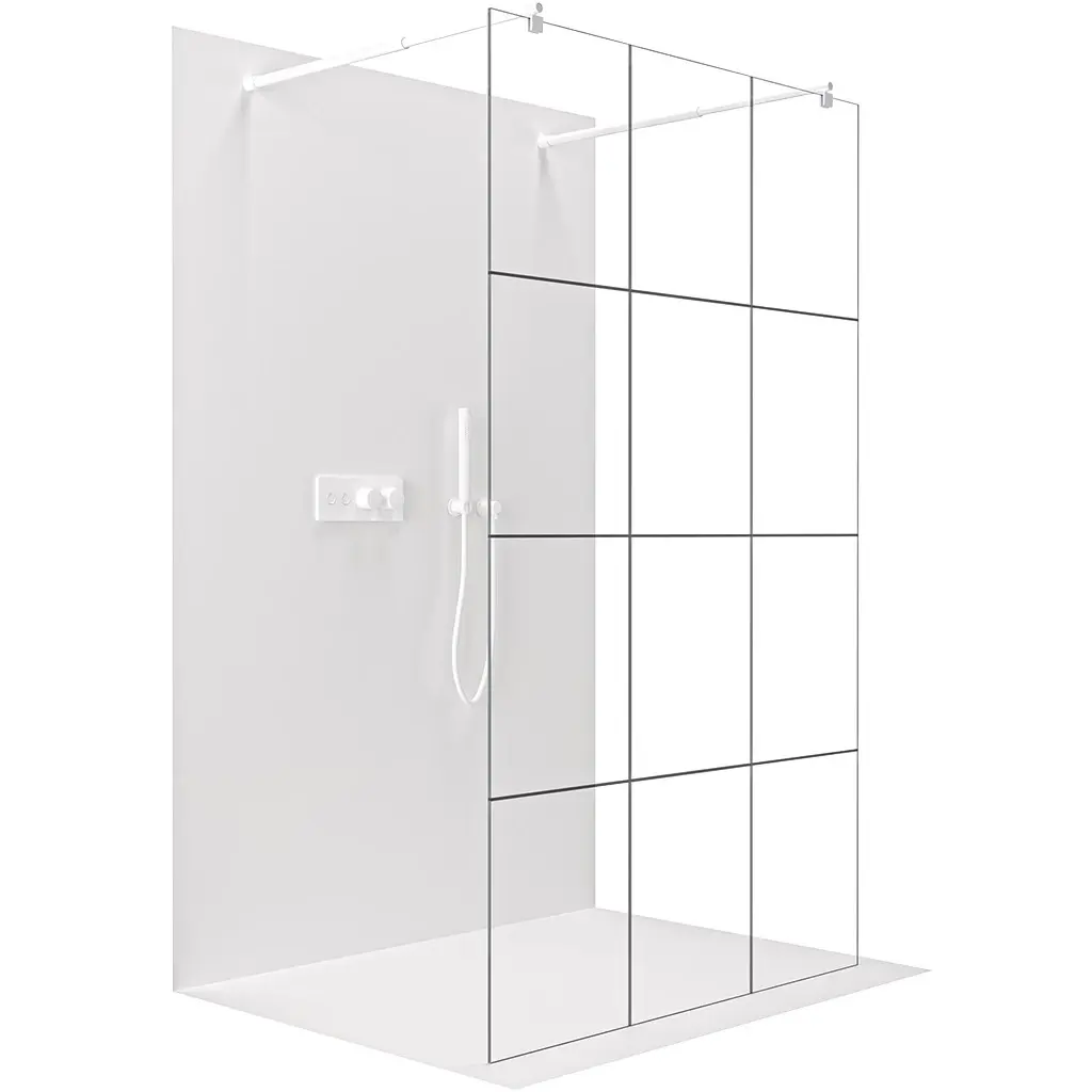 CERANO Sprchová zástěna Walk-in Onyx Duo L/P 8 mm kulatá vzpěra   bílá matná, industriální sklo 90x200  CER-8050BD2165