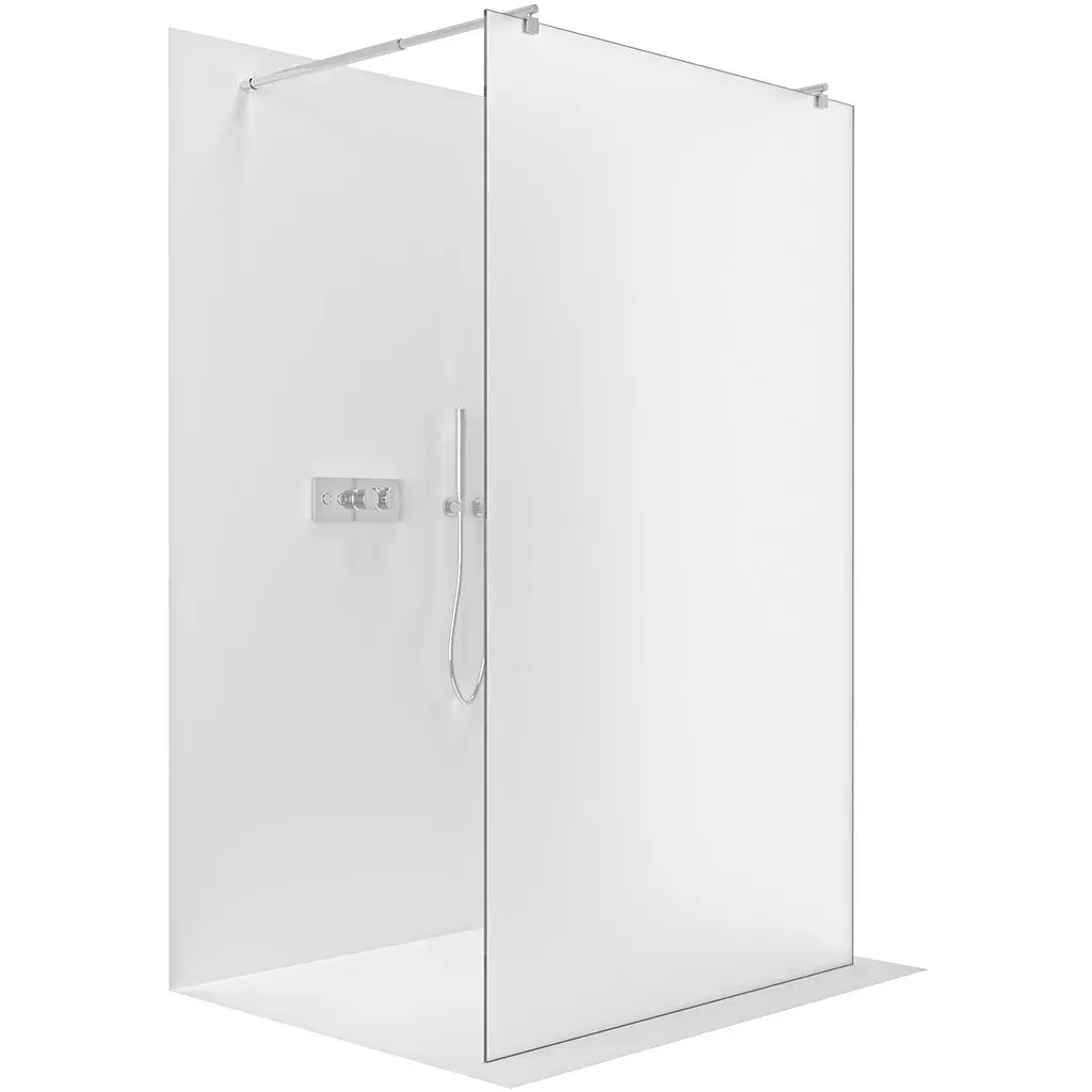 CERANO Sprchová zástěna Walk-in Onyx Duo L/P 8 mm kulatá vzpěra chrom, mléčné sklo 100x200  CER-8050BD2193
