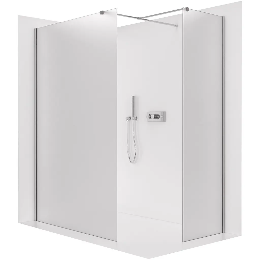 CERANO Sprchová zástěna Walk-in Onyx T L/P 8 mm hranatá vzpěra chrom, mléčné sklo 100x70x200  CER-8050BD2640