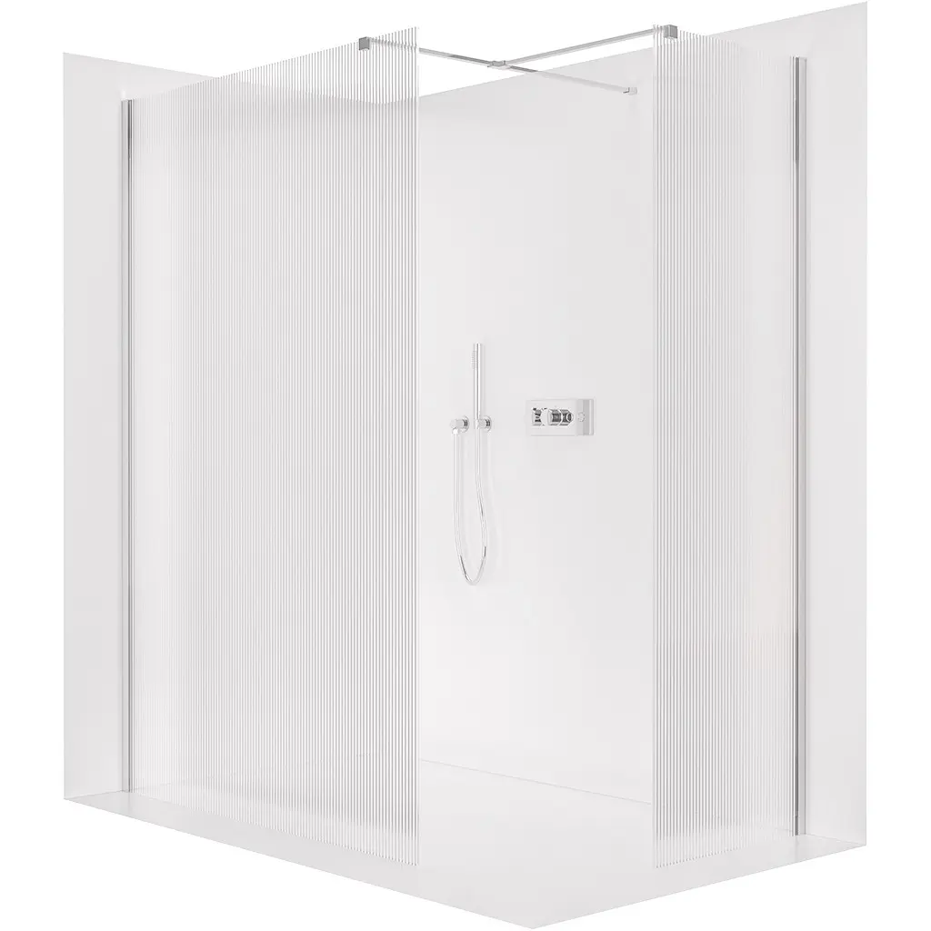 CERANO Sprchová zástěna Walk-in Onyx T L/P 8 mm hranatá vzpěra chrom, rýhované sklo 160x60x200 CER-8050BD2668