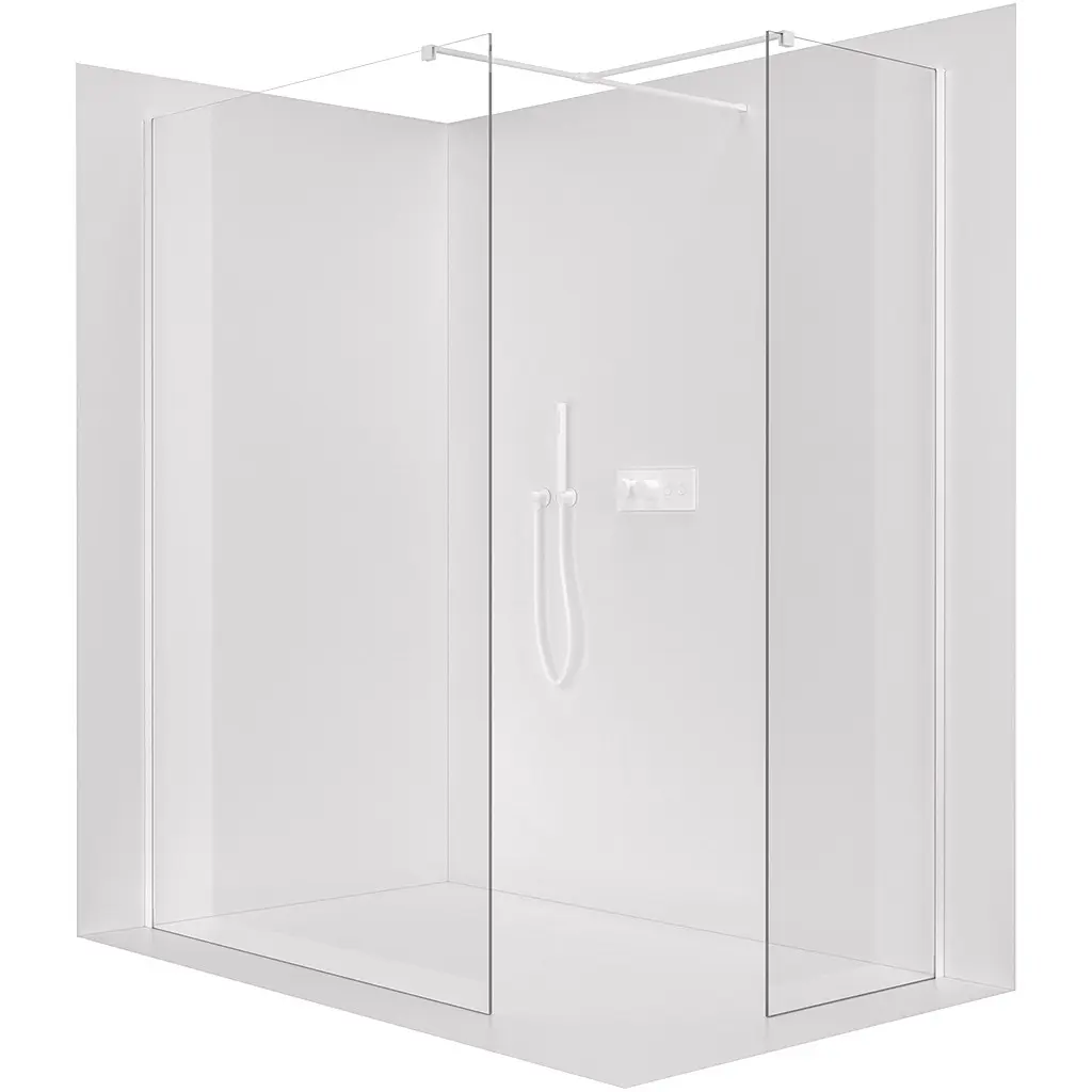 Sprchová zástěna Walk-in Onyx T L/P - 8 mm - hranatá vzpěra - bílá matná, transparentní sklo - 50x50x200 cm
