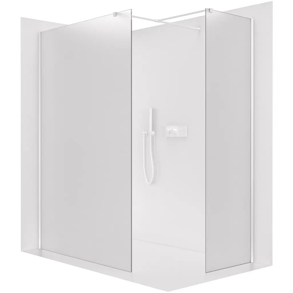 Sprchová zástěna Walk-in Onyx T L/P - 8 mm - hranatá vzpěra - bílá matná, mléčné sklo - 160x160x200 cm