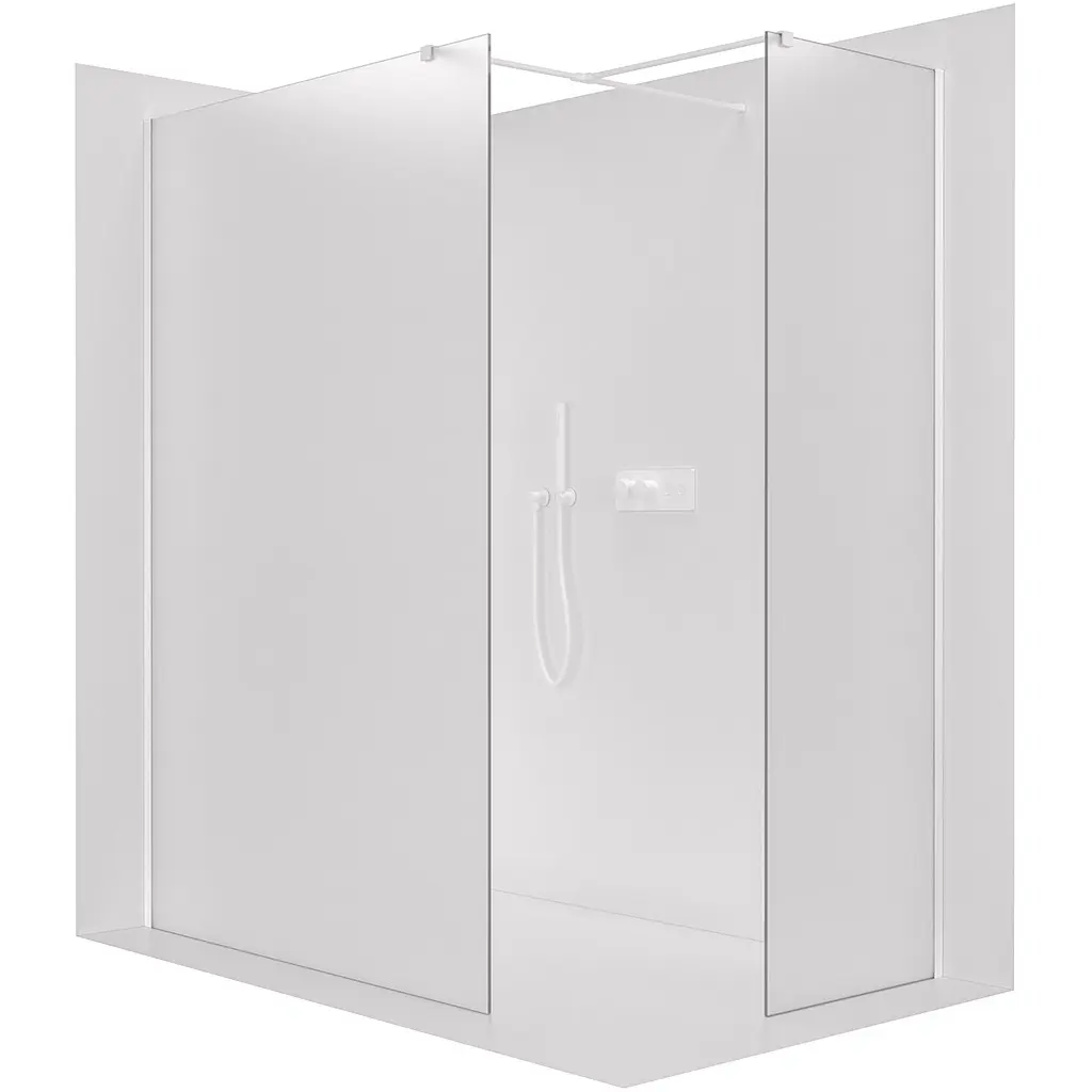 Sprchová zástěna Walk-in Onyx T L/P - 8 mm - hranatá vzpěra - bílá matná, mléčné sklo - 160x70x200 cm