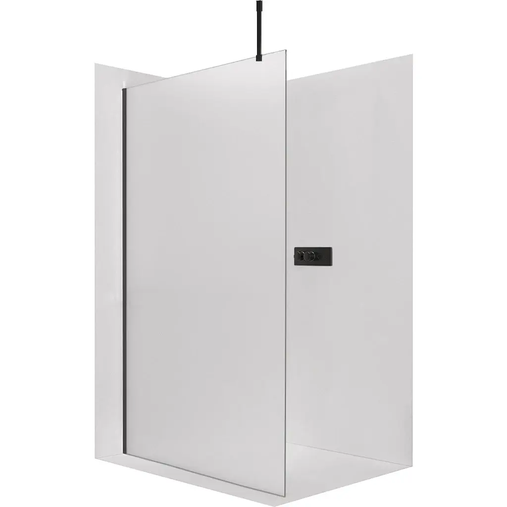 Sprchová zástěna Walk-in Onyx Top Cube L/P - 8 mm - hranatá vzpěra - černá matná, mléčné sklo - 70x200 cm
