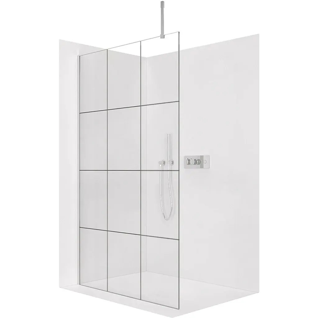 Sprchová zástěna Walk-in Onyx Top Cube L/P - 8 mm - hranatá vzpěra - chrom, industriální sklo - 110x200 cm