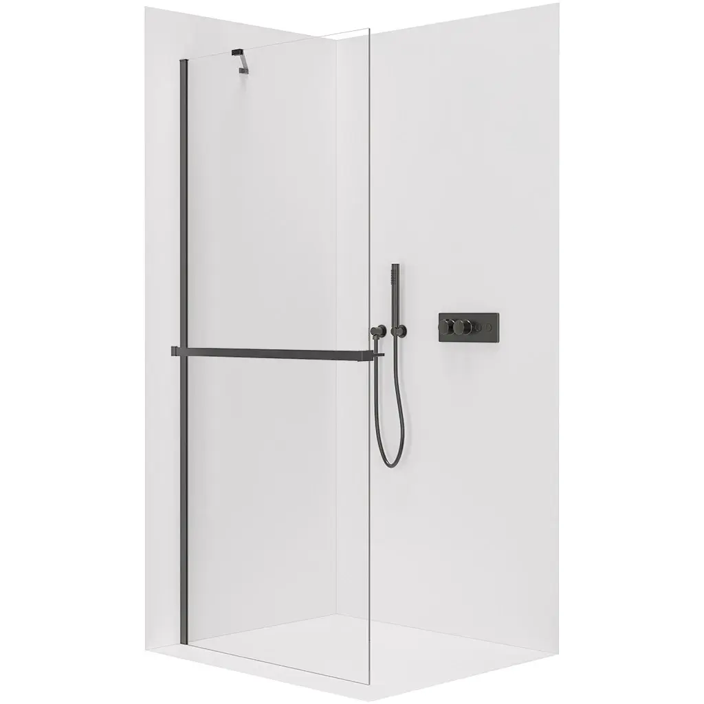 CERANO Sprchová zástěna Walk-in Onyx Y L/P 10 mm + polička/držák černá matná, transparentní sklo 130x200 CER-8050BD8563