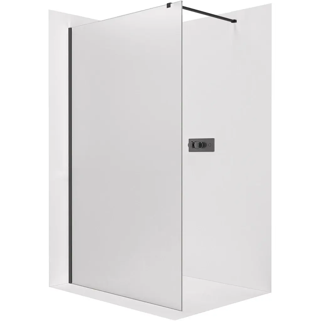 Sprchová zástěna Walk-in Onyx Cube L/P - 8 mm - hranatá vzpěra - černá matná, mléčné sklo - 30x200 cm