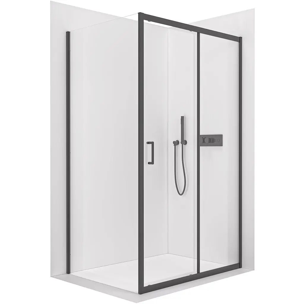 Sprchový kout Orlano L/P - 5 mm - černá matná, transparentní sklo - 140x80x195 cm - posuvný
