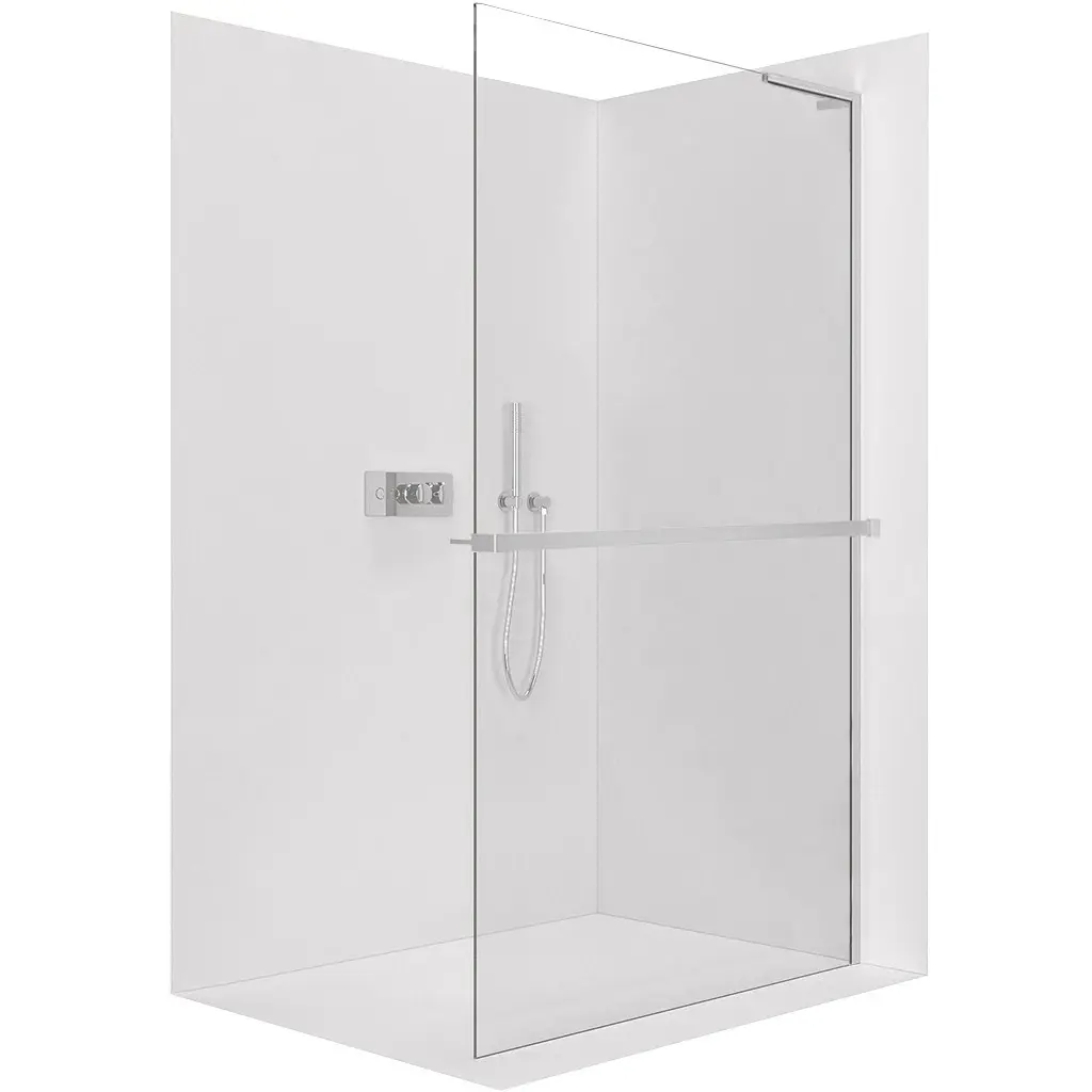 Sprchová zástěna Walk-in Onyx L-pravá vzpěra + polička/držák na ručníky - 8 mm - chrom, transparentní sklo - 30x200 cm