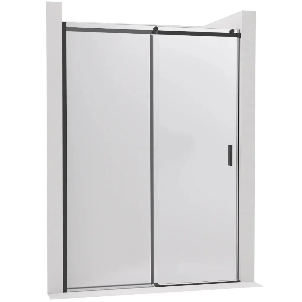 Sprchové posuvné dveře Santoro - levá - 6 mm - černá matná, mléčné sklo - 130x195 cm