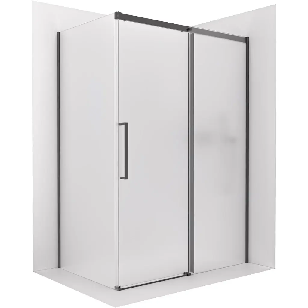 Sprchový kout Lantono - pravá - 8 mm - Soft-Close - černá matná, mléčné sklo - 120x80 cm - posuvný