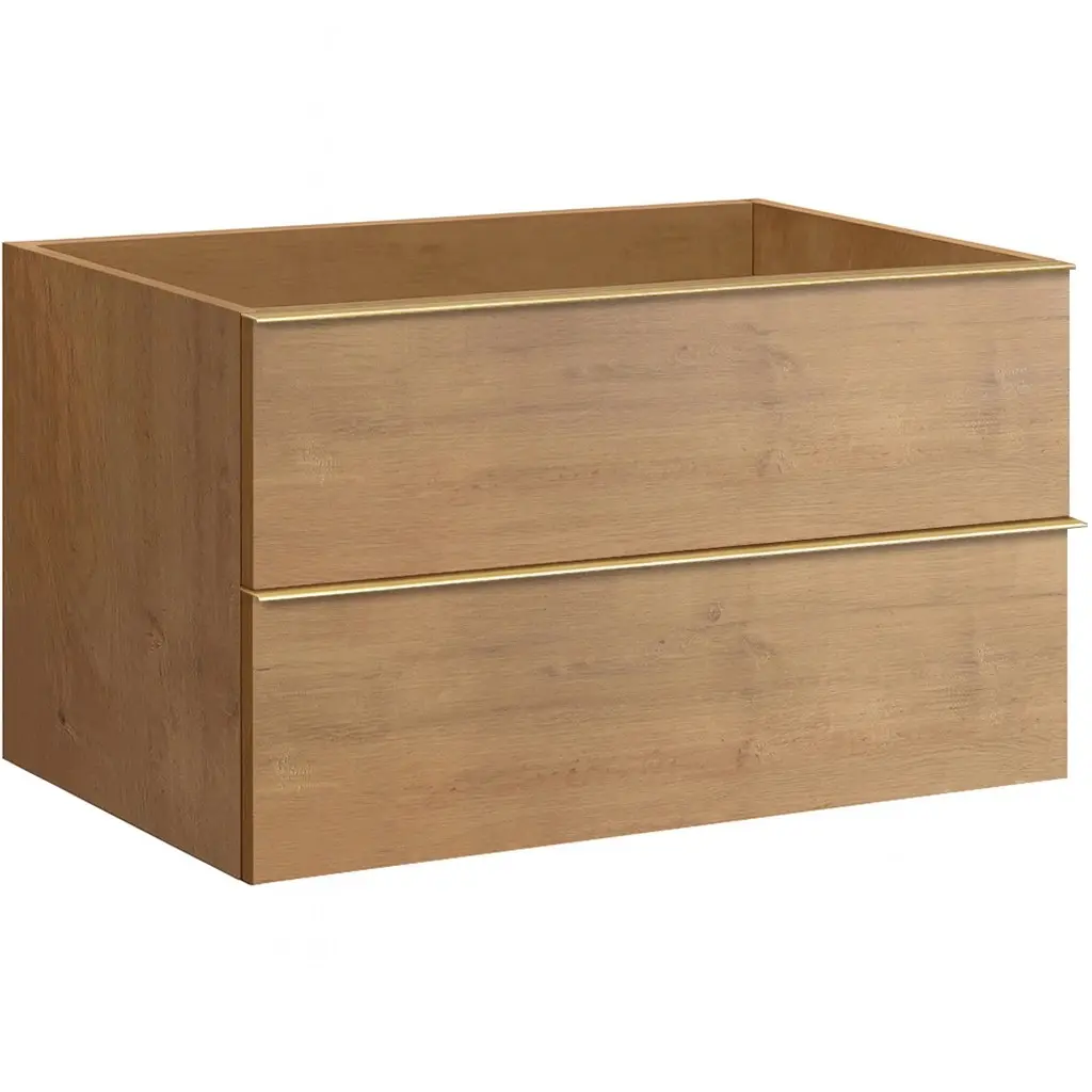 Koupelnová skříňka pod umyvadlo s úchytkou Velora - dub medový, úchytka zlatá - 79x53x46,5 cm