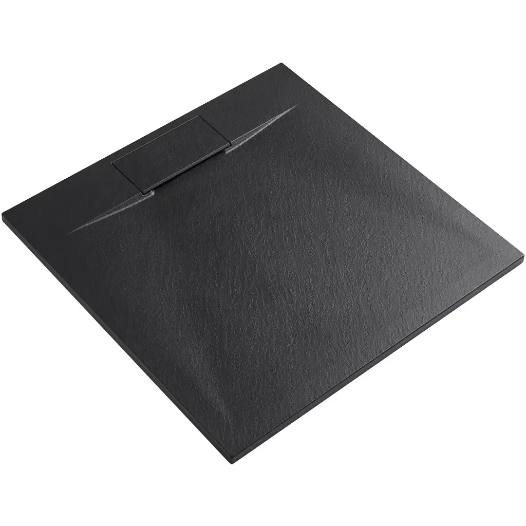 Sprchová vanička čtvercová Enzo - SMC/minerální kompozit - strukturovaná černá matná - 80x80x3 cm