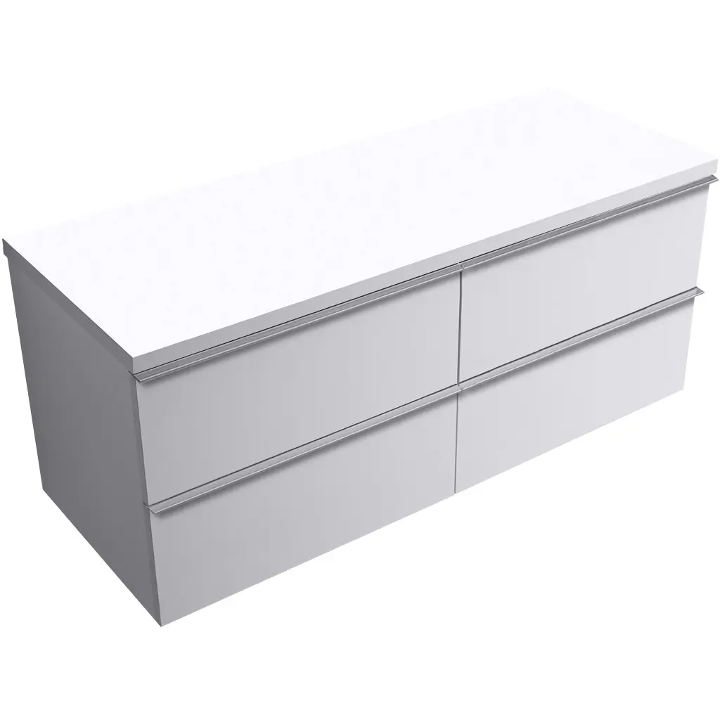 Koupelnová skříňka Velora - bílá matná, úchytka chrom + deska pod umyvadlo Navira Pro - 36 mm - 120x56,6x46,5 cm