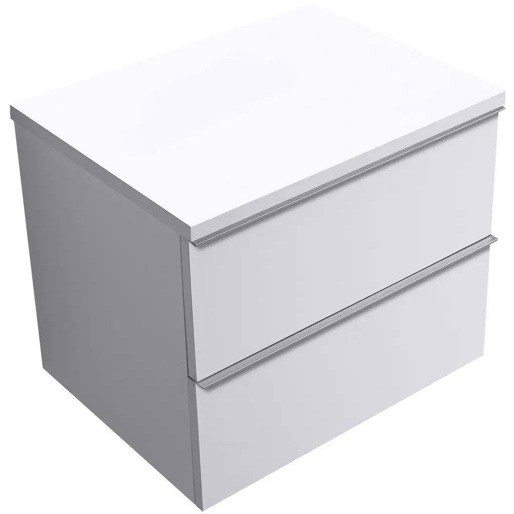 Koupelnová skříňka Velora - bílá matná, úchytka chrom + deska pod umyvadlo Navira Pro - 36 mm - 70x56,6x46,5 cm