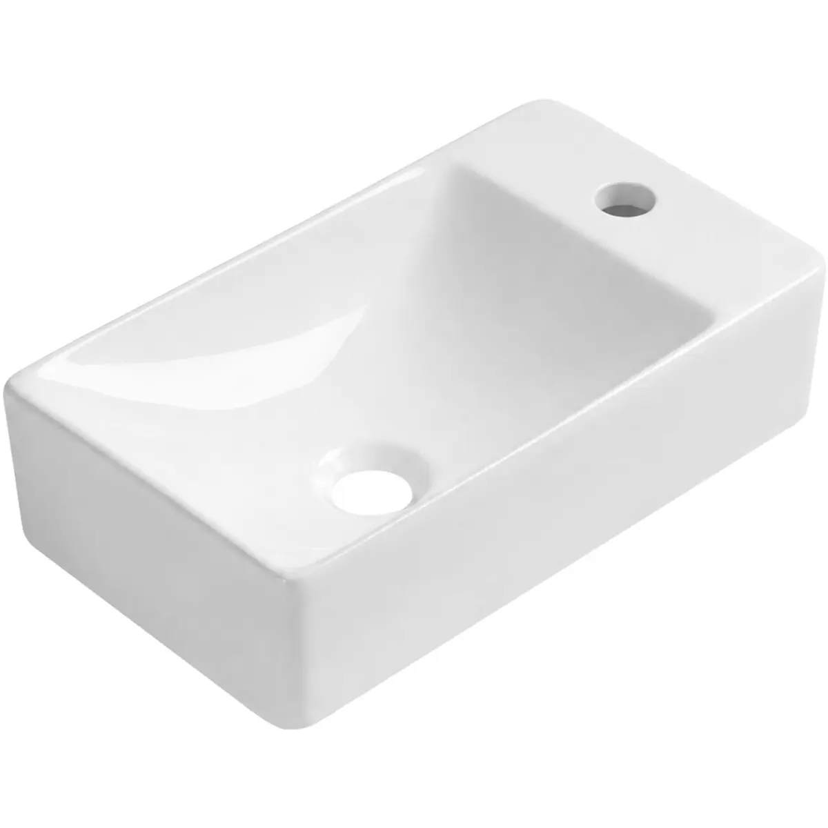 Umývátko keramické  Sima - závěsné pravé - bílá lesklá - 37,2x21,2 cm