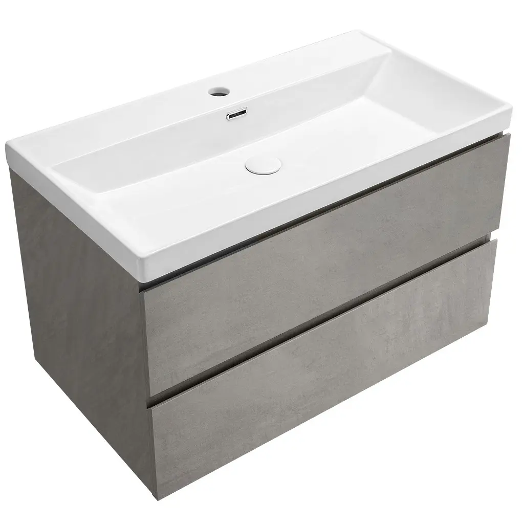CERANO Koupelnová skříňka Carole betonově šedá + keramické umyvadlo Viano bílá lesklá 100,9x53x46,4  CER-210960