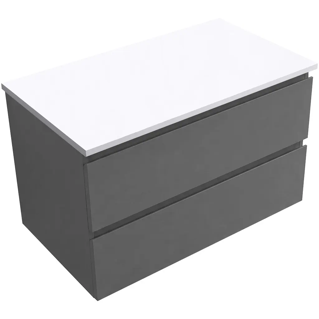 CERANO Koupelnová skříňka Carole antracitová + deska z lit. mramoru Elanys 12 mm bílá matná 100x49,2x46  CER-269241