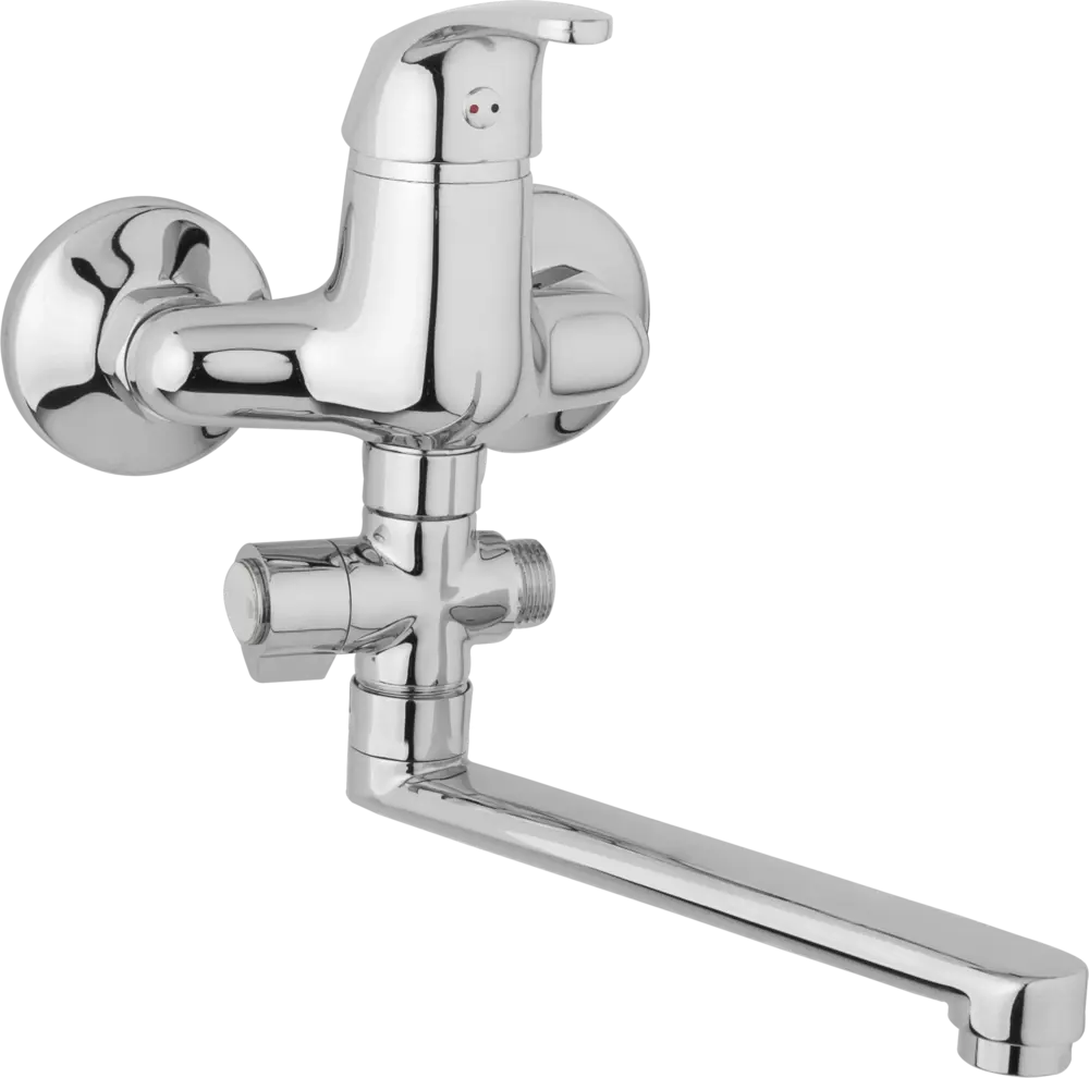 JB Sanitary Nástěnná umyvadlová a sprchová baterie SLIM, rozteč 100 mm, otočný přepínač, bez příslušenství, ramínko 200 mm A10 32 00