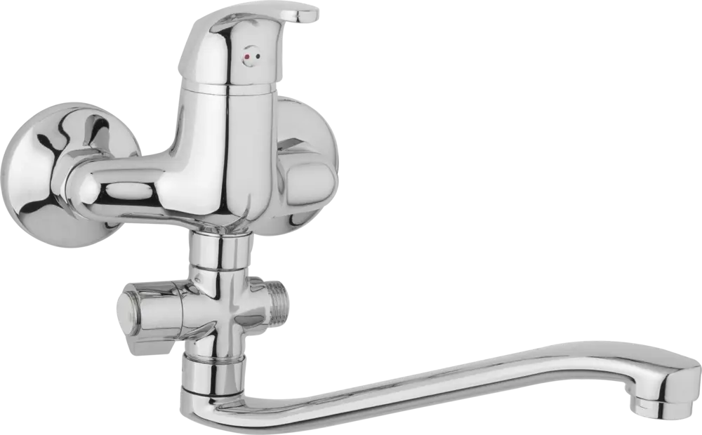 JB Sanitary Nástěnná umyvadlová a sprchová baterie SLIM, rozteč 100 mm, otočný přepínač, bez příslušenství, S ramínko 250 mm A10 32 20