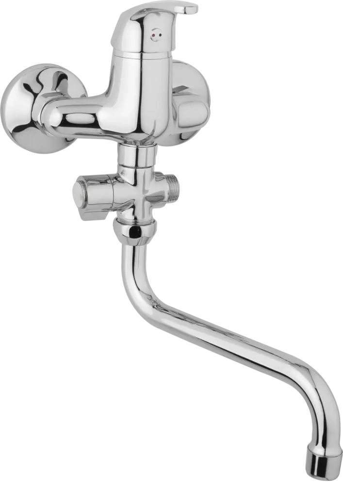 JB Sanitary Nástěnná umyvadlová a sprchová baterie SLIM, rozteč 100 mm, otočný přepínač, bez příslušenství, trubkové ramínko 300 mm A10 32 50
