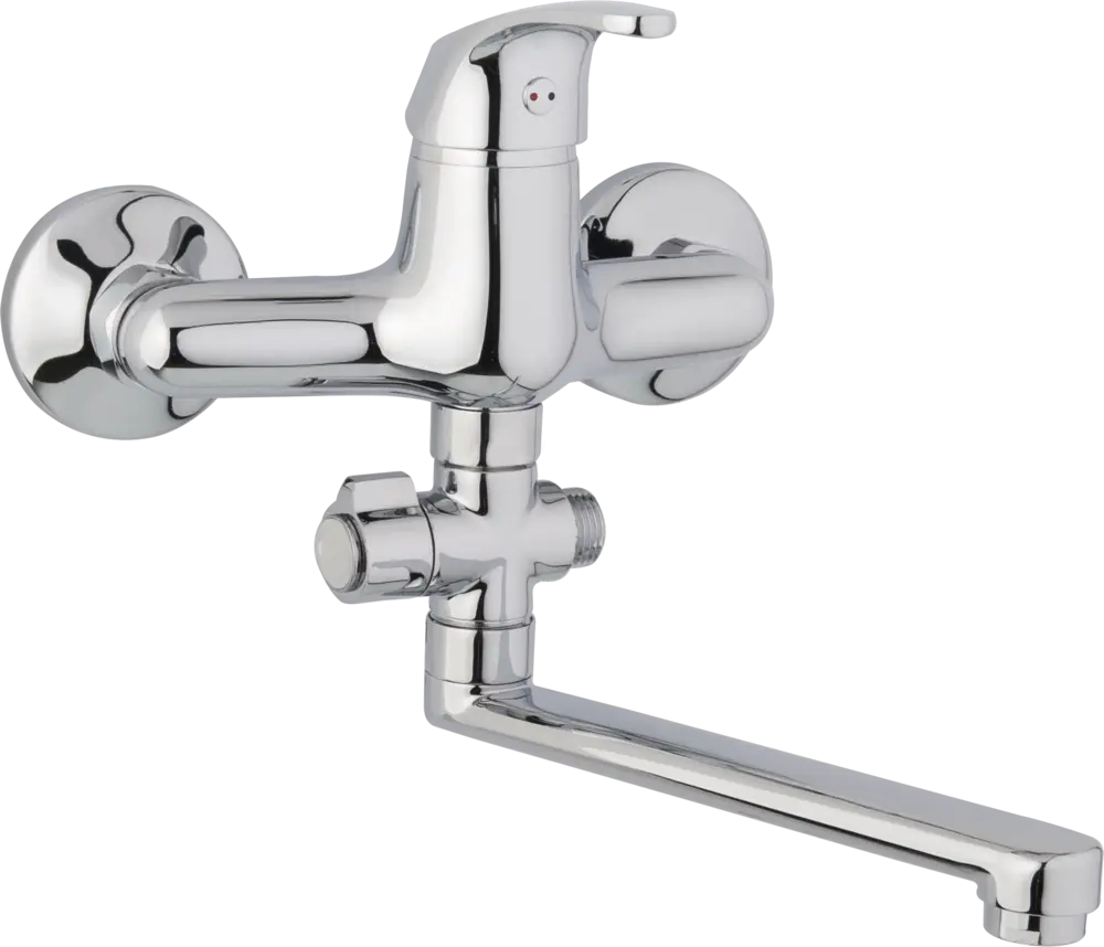 JB Sanitary Nástěnná umyvadlová a sprchová baterie SLIM, rozteč 150 mm, otočný přepínač, bez příslušenství, ramínko 300 mm A10 37 10
