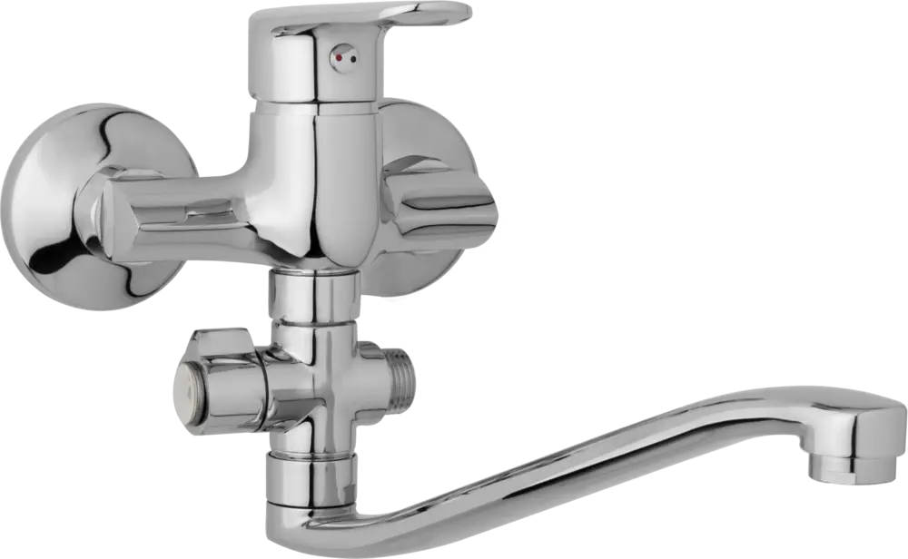 JB Sanitary Nástěnná umyvadlová a sprchová baterie FINERY, rozteč 100 mm, otočný přepínač, bez příslušenství, ramínko 300 mm F10 32 40