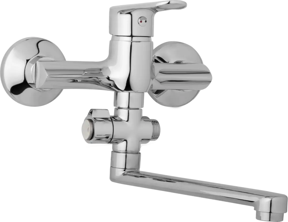 JB Sanitary Nástěnná umyvadlová a sprchová baterie FINERY, rozteč 150 mm, otočný přepínač, bez příslušenství, ramínko 200 mm F10 37 00