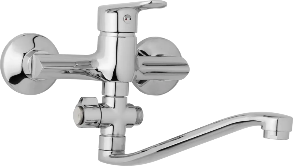 JB Sanitary Nástěnná umyvadlová a sprchová baterie FINERY, rozteč 150 mm, otočný přepínač, bez příslušenství, ramínko 300 mm F10 37 40