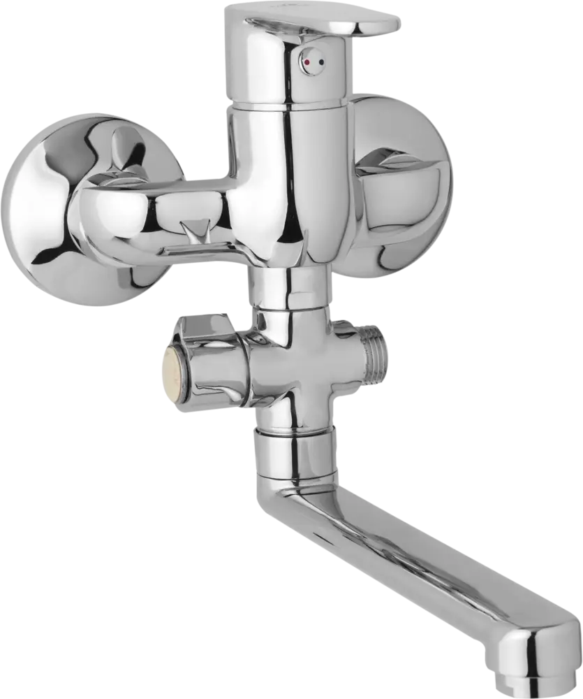 JB Sanitary Nástěnná umyvadlová a sprchová baterie TIRA, rozteč 100 mm, otočný přepínač, bez příslušenství, ramínko 300 mm D10 32 10