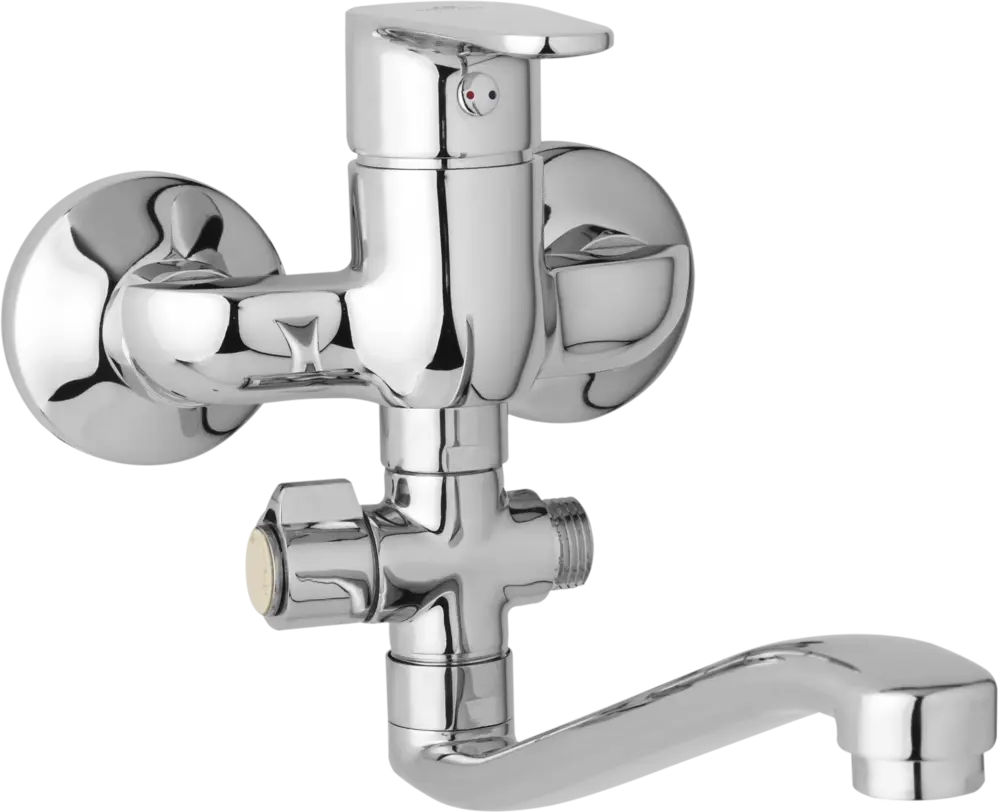 JB Sanitary Nástěnná umyvadlová a sprchová baterie TIRA, rozteč 100 mm, otočný přepínač, bez příslušenství, S ramínko 250 mm D10 32 20