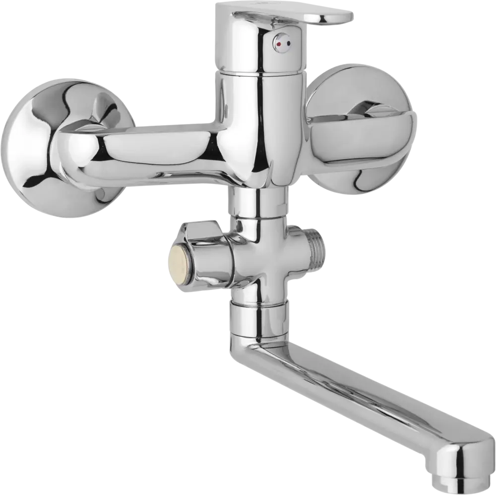 JB Sanitary Nástěnná umyvadlová a sprchová baterie TIRA, rozteč 150 mm, otočný přepínač, bez příslušenství, ramínko 300 mm D10 37 10